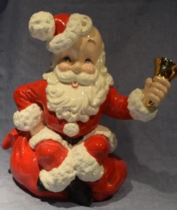 Vintage Atlantic Mold Ceramic Christmas Santa Claus w/ Gold Bell Figurine 10.5" - Picture 1 of 5