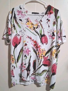 Bright Floral Spring Pull Over Sweater Pierri NY Size 1X  - Picture 1 of 7