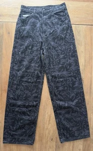 No Fear x H&M Jeans Womens Size 6 Black Wide Leg All Over Print Denim Y2K Street - Picture 1 of 9