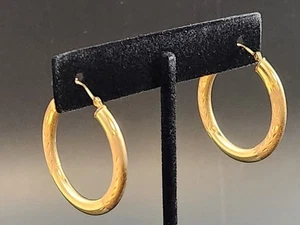 10k Gelbgold Creolen 1,25" Scharnier Riegel hinten hohl 1,8g leicht - Bild 1 von 12