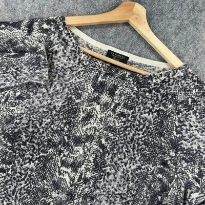 Suéter Charter Club Cashmere Mujer Gris Medio Negro Estampado Piel de Serpiente Pullover Foto 1 de 4