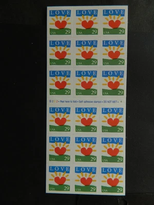US SC# 2813a Love, Heart, Sunrise Booklet of 18 mnh FREE SHIPPING - Image 1 of 2