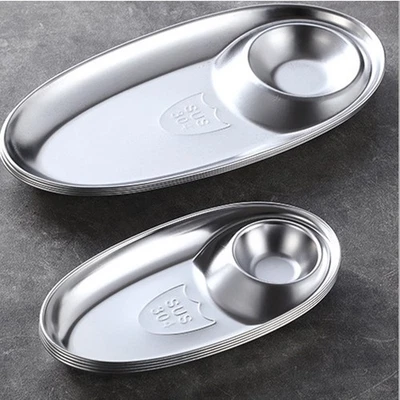  1pc 304 Acciaio inossidabile Piatti per salsa Spuntino Frutta Piatto da dessert - Immagine 1 di 4