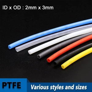 Polytetrafluoro Tubing PTFE Tube 7 Colors Flexible Insulation 2mm ID - 3mm OD - Picture 1 of 12