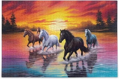 Running Horses 1000 Pc Jigsaw Puzzle, Brand New-Sealed Box! - Image 1 of 4