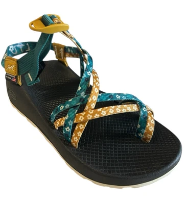 Chaco ZX2 Double Strap Blue Mustard Floral Hiking Trail Sandals Womens Size 8M - Image 1 of 4