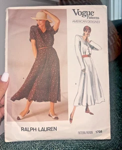 ¡ENVÍO GRATUITO! Vestido Ralph Lauren 1708 Vogue Patterns diseñador estadounidense talla 10 - Imagen 1 de 2
