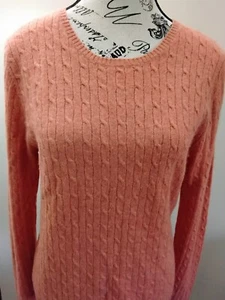 Tweeds 100% Cashmere Sweater Coral Cable Knit Size Lg Soft & Luxurious - Picture 1 of 7