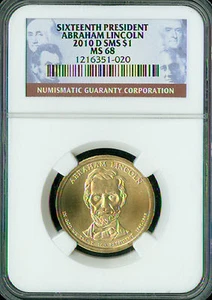 2010 D ABRAHAM LINCOLN PRES. DOLLAR NGC MS68 SMS 2ND FINEST MAC SPOTLESS . - Picture 1 of 4