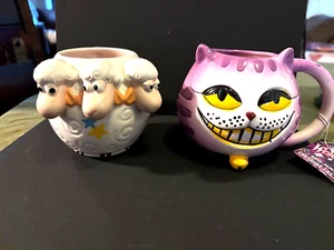 Disney Cheshire Cat / Bo Peep Sculpture glossy ceramic Cup's / Spencer Dist. - Picture 1 of 7