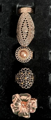 NUEVO Lote de 5 Anillos Elásticos Paparazzi Color Cobre Mandala Flor Trenzado Foto 1 de 4