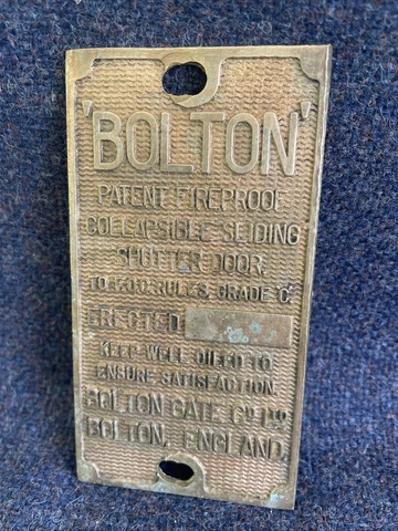 Old original industrial Sign  ‘ The Bolton Small brass sign C 1930 Cover