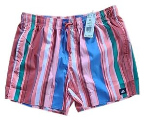 adidas Originals Men’s  Classic Striped Swim Trunks Lined Pockets XL