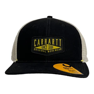 Carhartt Uomo Tela Abbigliamento da Lavoro Patch Berretto OSFM Nero Anteriore e Crema Maglia-Snapback - Foto 1 di 14