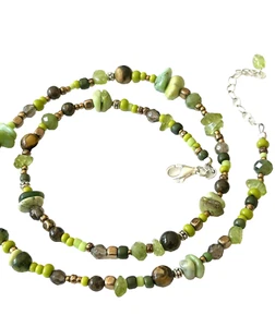 SS Gemstone Journey Necklace Green Stones Sundance Treasures Jewelry Artisan - Picture 1 of 5