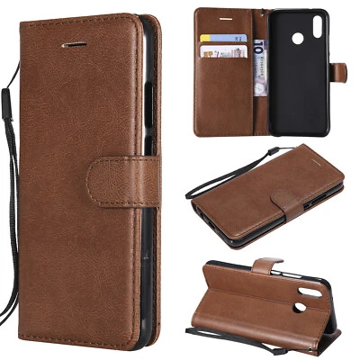 For Huawei Y7 Y5 Y9 Y5P Y6P Solid Color PU Leather Flip Wallet Case Phone Cover - Image 1 of 4