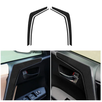 Tirador de manija de puerta delantera moldura de fibra de carbono para Toyota RAV4 2013-2018 Foto 1 de 4