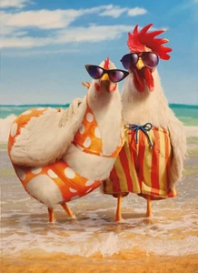 Tarjeta de felicitación de aniversario - pájaros de playa - Imagen 1 de 2