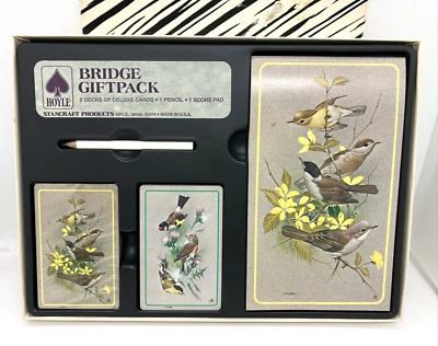 Vintage HOYLE Bridge Gift Pack 60’s Playing Cards Pencil Score Pad Birds Nature - Image 1 of 4