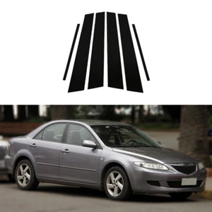 6PCS Black Pillar Post Trim Door Decal For Mazda 6 Sedan Pre-Facelift 2003-2007 - Picture 1 of 18