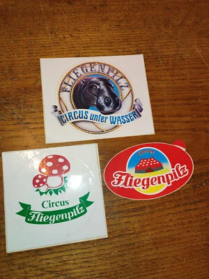 3 Aufkleber Circus Fliegenpilz unter Wasser Cirque Circo Zirkus Souvenir Schweiz - Bild 1 von 4