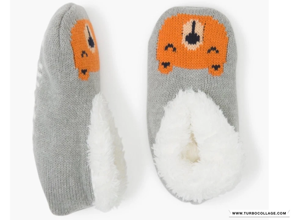 NUEVOS CALCETINES PANTUFLAS DE OSO DE PUNTO PARA NIÑOS DE GYMBOREE TALLA 7/8 Foto 1 de 2