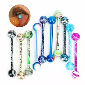 Set of 10 Stainless Steel Ball Barbell Tongue Rings Nipple Piercing Body Jewelry - Picture 1 of 11