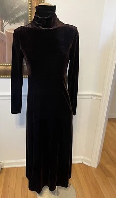 EXC Vintage Moda International BROWN VELVET High Neck  Maxi Dress Size S ? - Image 1 of 4