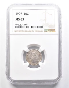 1907 Barber Dime MS63 NGC *2191 - Picture 1 of 3