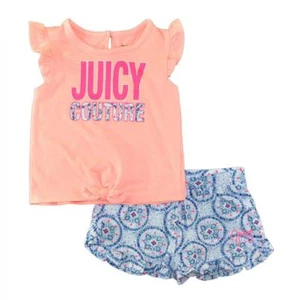 Juicy Couture Girls Light Coral 2pc Short Set Size 4 5 6 6X - Picture 1 of 1