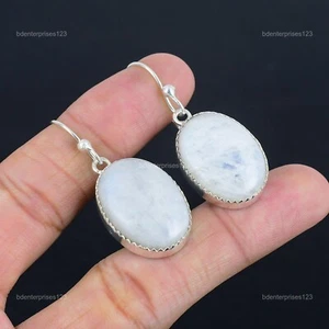Memorial Day Sale 925 Silber Regenbogen Mondstein Edelstein Ohrhänger Schmuck - Bild 1 von 11