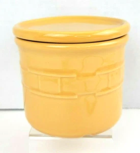 Longaberger Butternut Yellow Crock Coaster Lid Woven Traditions 4" Tall - Picture 1 of 8