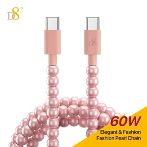 Pearl-decor USB-C to Type-C Cable Fast Charge Cord For iPhone15/Plus/ProMax/iPad - Picture 1 of 9