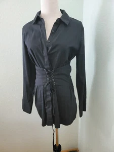 BLACK BELTED SHIRT - Picture 1 of 6