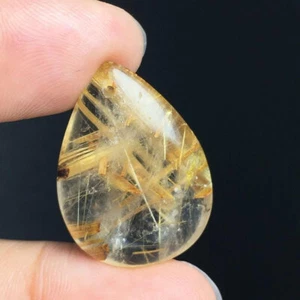 Yellow Natural Citrine Hair Crystal Rutilated Quartz  Polished Stone Craft Gift - Picture 1 of 12