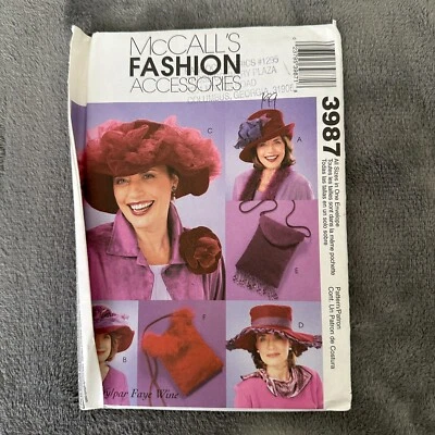 McCall’s 3987 UNCUT Pattern Hats Purses Accessories Faye Wine 2003 Vintage - Image 1 of 4
