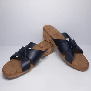 Basic Edition Sandalen Gr. 10, Pantoletten, Slipper Keilabsatz Kork schwarz/hellbraun NEU - Bild 1 von 12