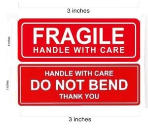 1 x 3 FRAGILE STICKER / DO NOT BEND STICKERS THANK YOU HANDLE WITH CARE  - QS - Bild 1 von 4