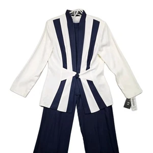 Pantaloni Vintage DJ Summers 2 Pezzi Tuta Donna 12P Petite Navy Professionale Ufficio Formale - Foto 1 di 18