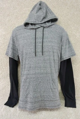 Urban Pipeline Gray Layered Hoodie Tee Size Large Long Sleeve Casual Good Condit - Image 1 of 4