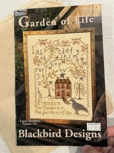 Blackbird Designs GARDEN OF LIFE Cross Stitch Pattern No 21 with Fabric - Picture 1 of 6