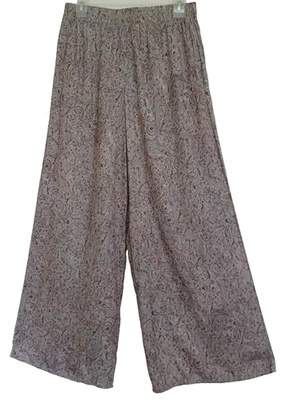 Philosophy Size M  Satiny Wide Leg Pants  Paisley Earthy Tones -  Pull On - Image 1 of 4