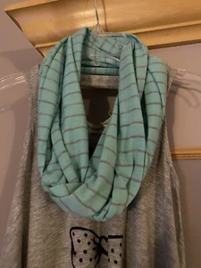 NWOT Infinity Scarf Girls/juniors Blue/mint/silver Stripe, Justice Brand - Picture 1 of 3
