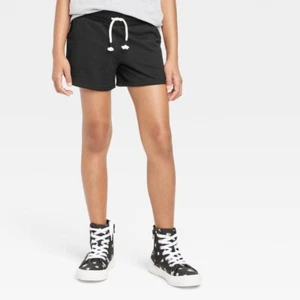 1AI) Girls' Knit Pull-On Shorts - Cat & Jack™ Black Small 6/7 - Picture 1 of 1