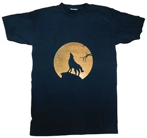 T-SHIRT MAGLIETTA UNISEX " WOLF HOWLING AT MOON " LUPO LUNA WILD - Imagen 1 de 1