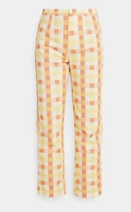 NEW FREE PEOPLE She's All That Plaid Crop High Waist Pants Size 14 Z84-17 - Picture 1 of 4