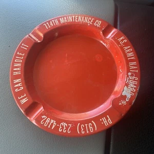 Vintage Kansas National Guard U.S. Army 114th Maintenance Company Metal Ashtray - Picture 1 of 9