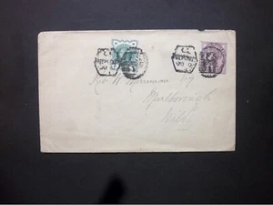 GB Late Fee 1901 QV 1d + 1/2d Umschlag F.S 1 Fleet Street Duplex nach Marlborough - Bild 1 von 2
