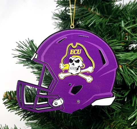 East Carolina Pirates Football Helmet Double Side MDF Christmas Ornament 4" Cover