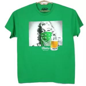 Popular Poison Marilyn Monroe Mens T-Shirt Shirt M Medium Green Cheers Get Lucky - Picture 1 of 8